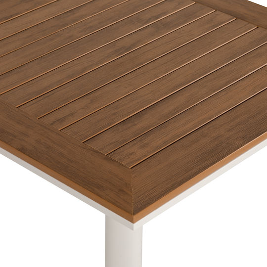 Namibia Outdoor Bar Free Standing Table with Polywood Surface and Metal Frame Walnut 70x70x72cm