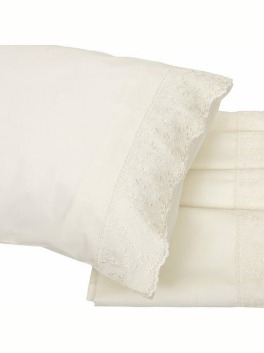 Viopros Νο 1 Bridal Sheet Set Super Double 4pcs with Lace Ecru 240x265cm