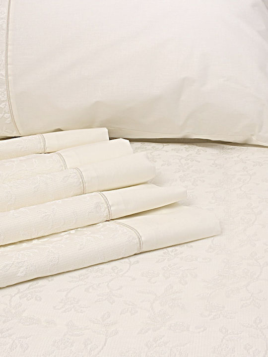 Viopros Bridal Sheets Set Super King 4 Pieces Ecru 240x260cm