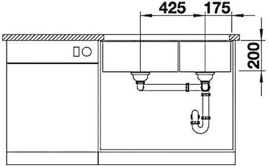 Blanco Subline 480/320-U 523588 Unterbau Spüle Links aus Verbundgranulat B85.5xT46cm White