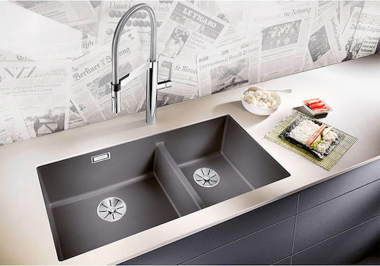 Blanco Subline 480/320-U Υποκαθήμενος Αριστερός από Συνθετικό Γρανίτη Μ85.5xΠ46cm White