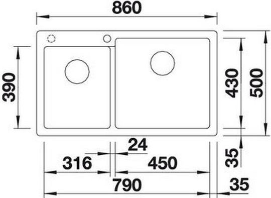 Blanco Pleon 9 523057 Drop-In Sink Right Synthetic Granite W86xD50cm Anthracite