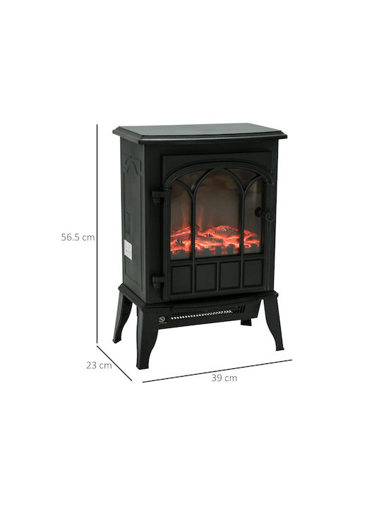 HomCom Επιδαπέδιο Ηλεκτρικό Τζάκι 2000W 39x56.5cm Μαύρο