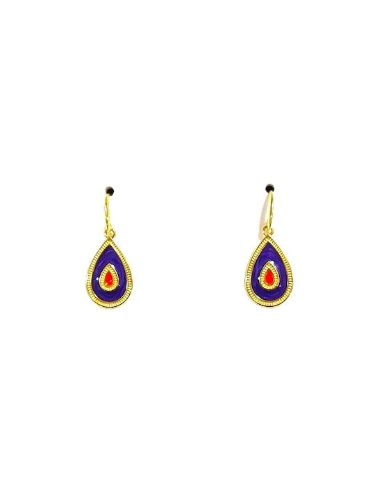 S4698 Women's Li-LO pendant earrings gold plated with enamel