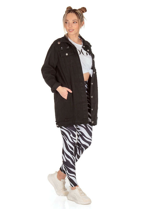 Women's Short Jean Jacket for Spring or Autumn Black