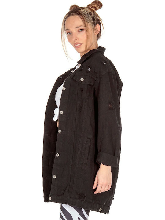 Women's Short Jean Jacket for Spring or Autumn Black