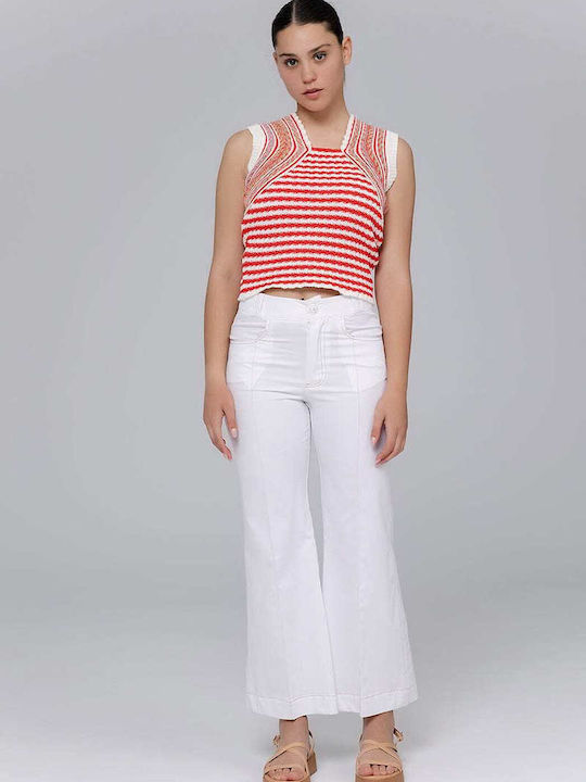 Mamoush Sleeveless Knitted Top Red/White 106844