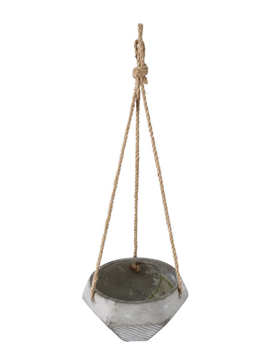 GloboStar Sarakiniko Hängend Übertopf Keramik Gray 10x10x36εκ.