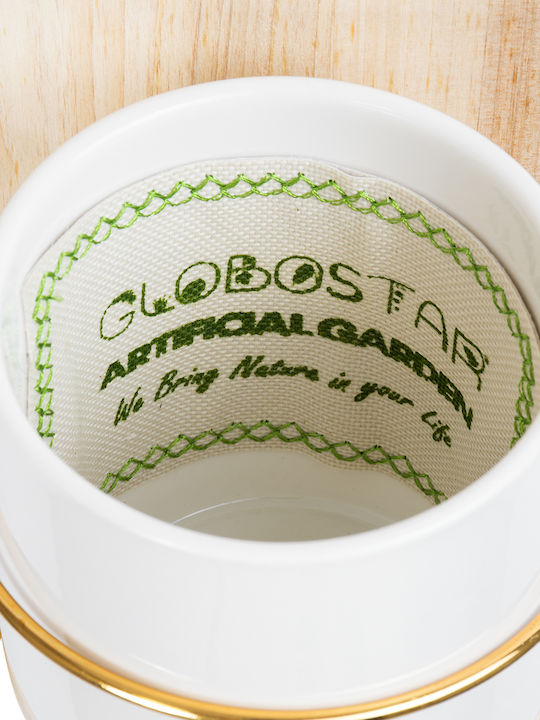 GloboStar Ikaria Hängend Übertopf Keramik Beige 13x13x23εκ.