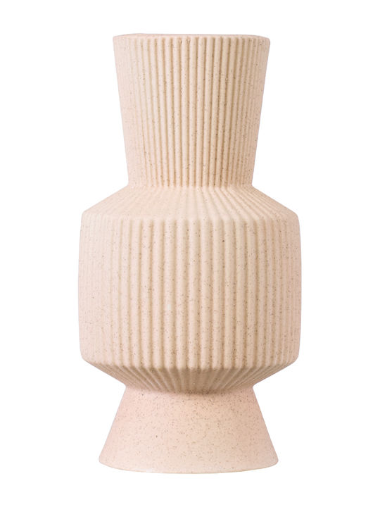 GloboStar Vază Decorativă Din ceramică Capri Bej 7.5x7.5x20cm 1buc