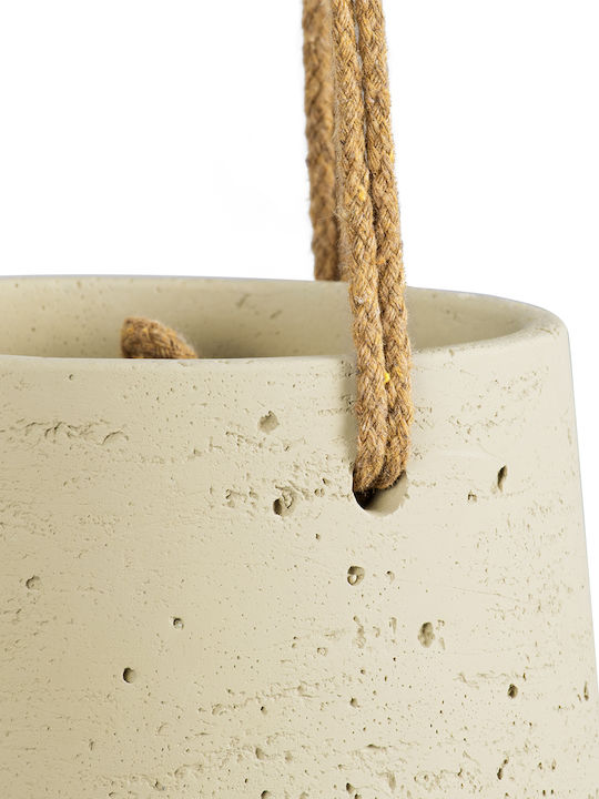 GloboStar Donousa Hanging Planter Ceramic Beige 13.5x13.5x13cm.