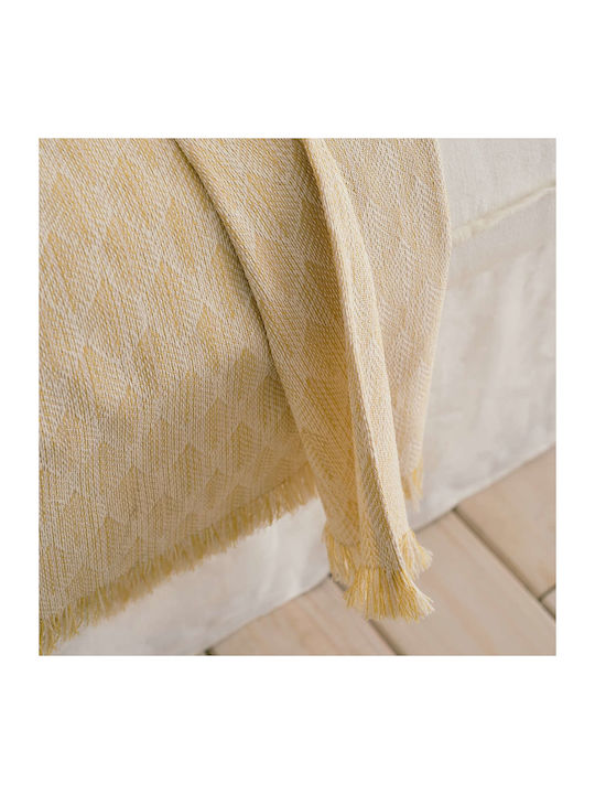Gofis Home Fianna 328 Sofa Throw Knitted 180x250cm 04 Pollen Yellow
