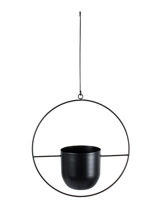 GloboStar Tilos Suspendat Ghiveci Metalic Negru 35x35x15εκ.