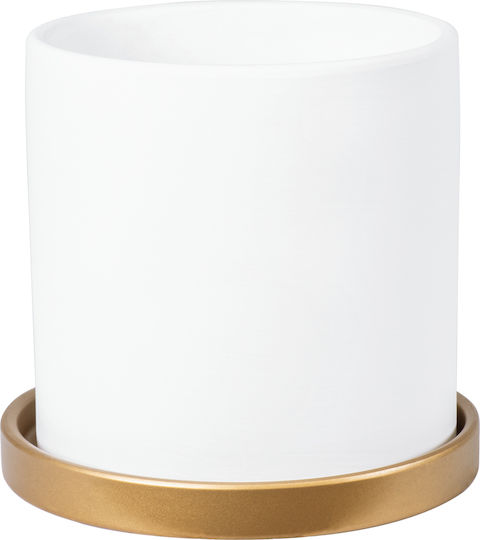 GloboStar Kasos Planter Ceramic White with Stand 15x15x15cm.