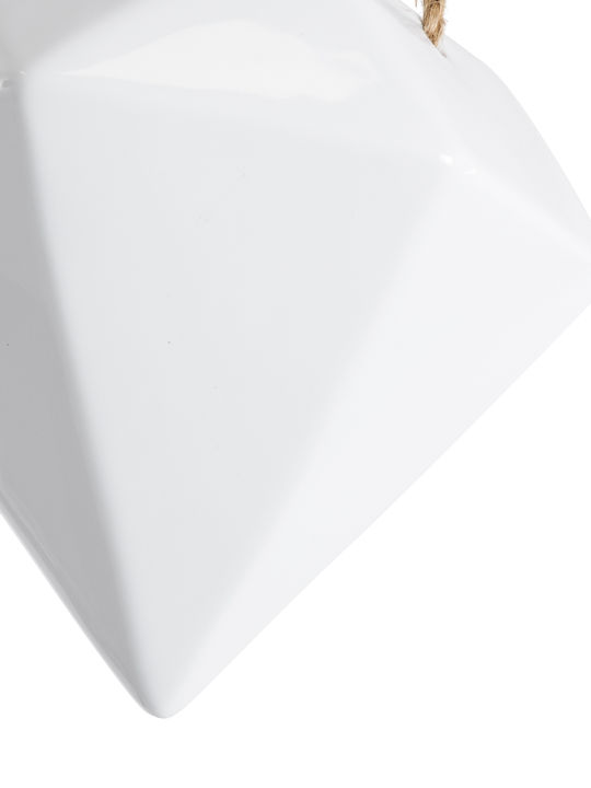 GloboStar Heraklio Hängend Übertopf Keramik Weiß 13.5x13.5x37εκ.
