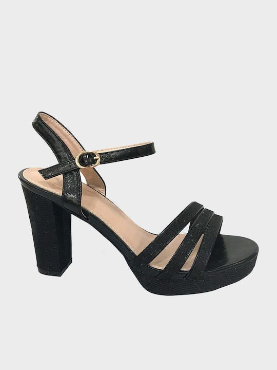 W6896 Sandalen mit Strass Schwarz