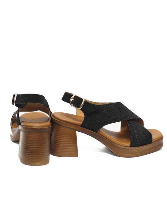 Eva Frutos Anatomic Platform Leather Women's Sandals Black