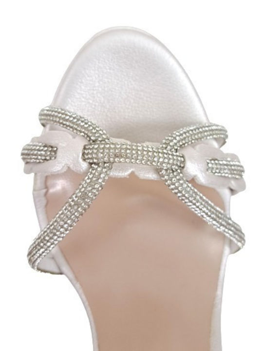 Leder Sandalen mit Strass Silber