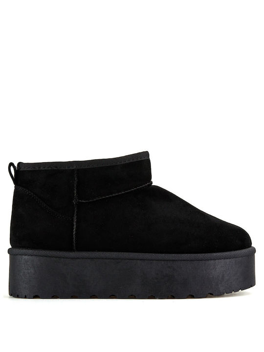 Silia D Women's Suede Boots with Fur Black