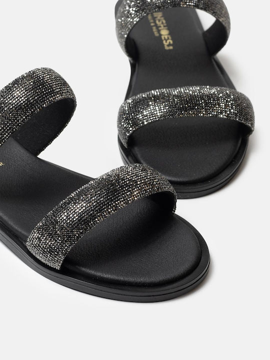 InShoes Leder Damen Flache Sandalen in Schwarz Farbe