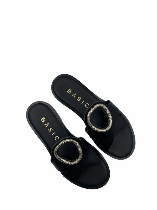 Leather sandals with metallic decoration - Black