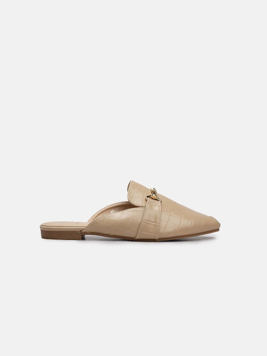 InShoes Flat Mules σε Μπεζ Χρώμα