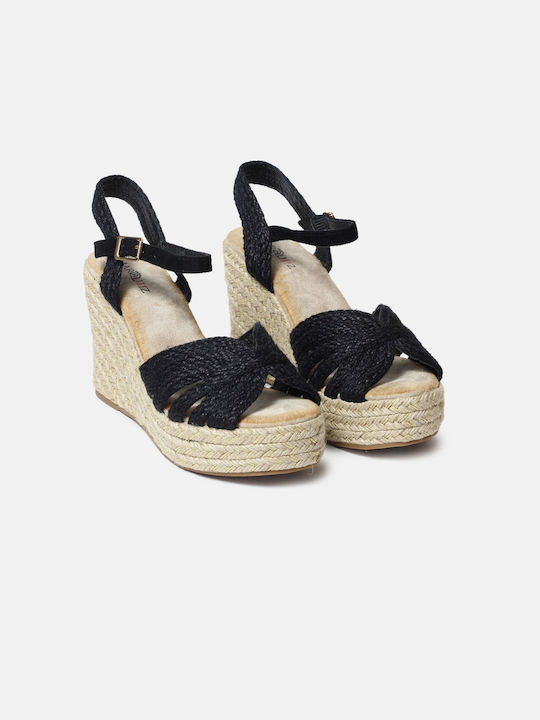 InShoes Women's Platform Espadrilles Black