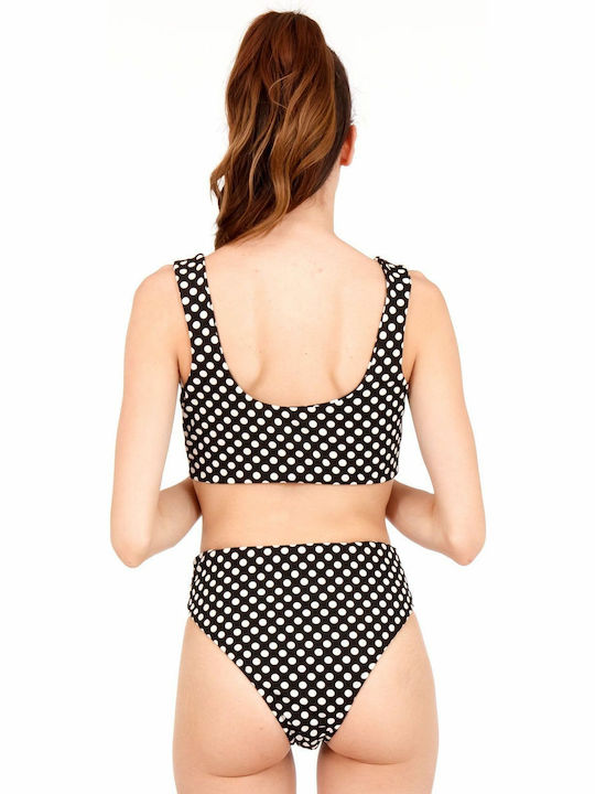 Silia D Bikini Set Bra & Slip Bottom Black Polka Dot