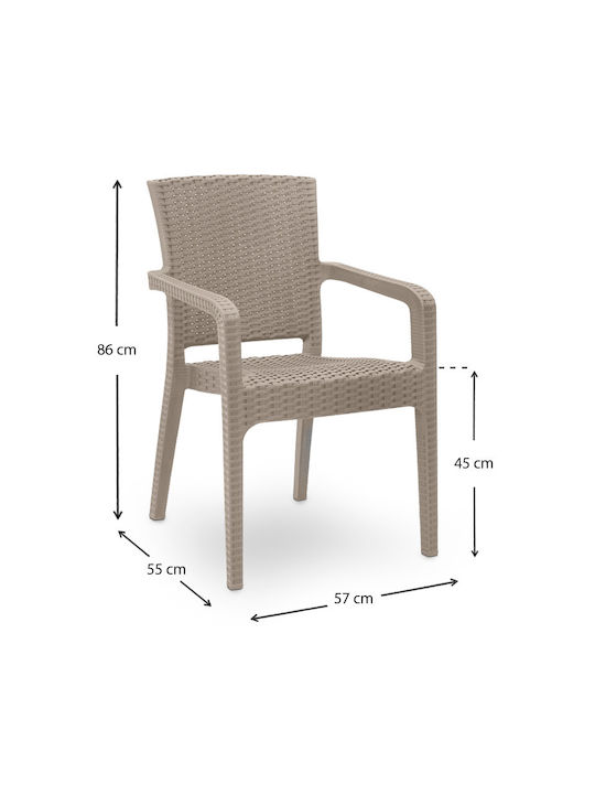 Outdoor Chair Polypropylene Clio Cappuccino GP046-0001 3 57x55x86cm