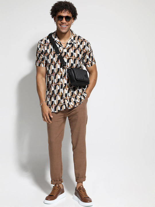 Tresor Men's Shirt Short Sleeve Brown