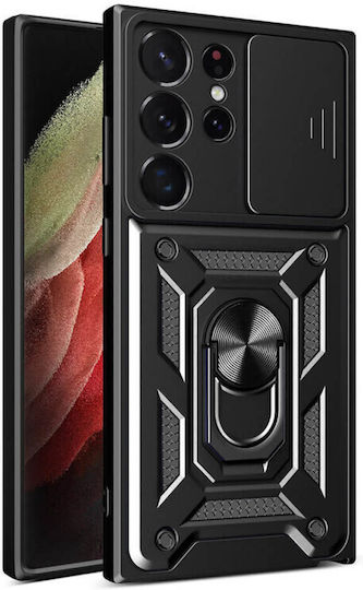 Techsuit Camshield Umschlag Rückseite Kunststoff / Silikon Schwarz (Galaxy S23 Ultra)