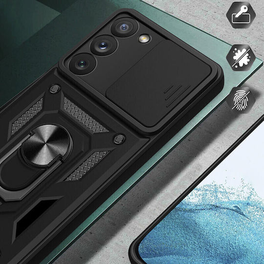 Techsuit Camshield Umschlag Rückseite Kunststoff / Silikon Schwarz (Galaxy S23 Ultra)