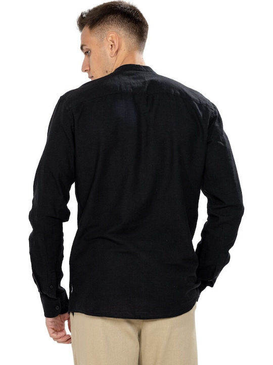 Long-sleeved Linen Shirt Black