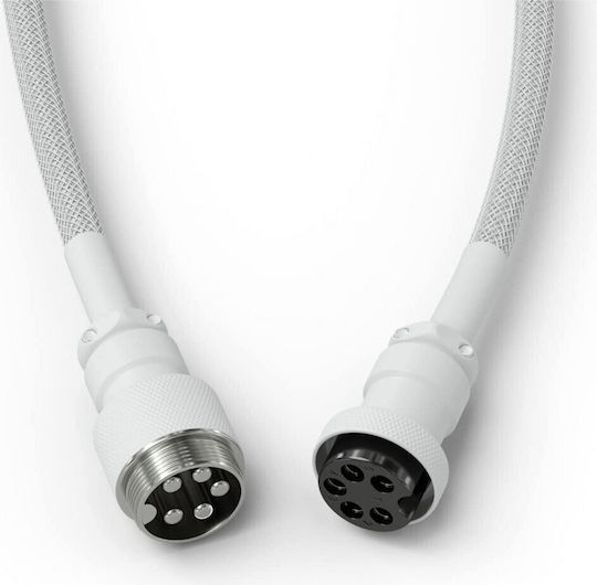 Glorious PC Gaming Race Coiled Braided / Spiral USB 2.0 Cablu USB-C bărbătesc - USB-A Alb 1.37m (GLO-CBL-COIL-WHITE)