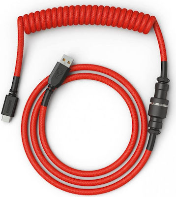 Glorious PC Gaming Race Coiled Braided / Spiral USB 2.0 Cable USB-C male - USB-A male Crimson Red 1.37m