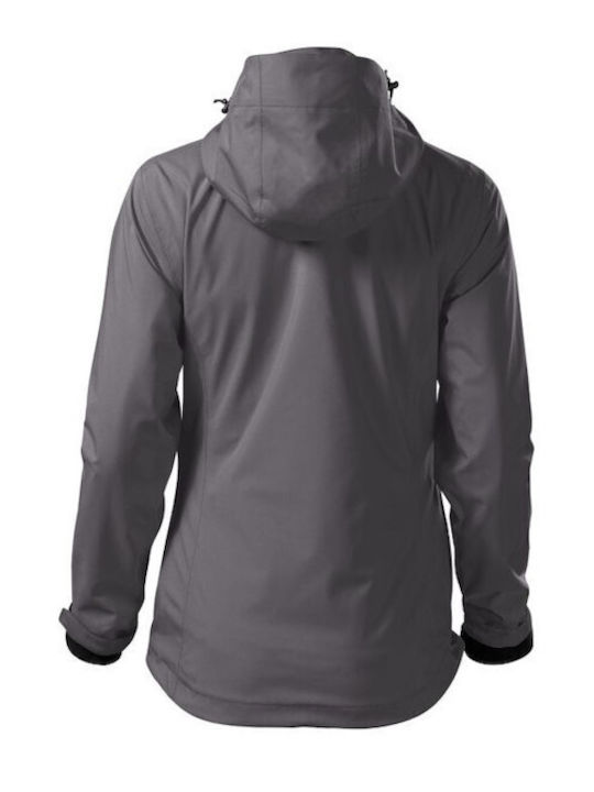 Malfini Women's Short Lifestyle Jacket for Winter with Hood Gray