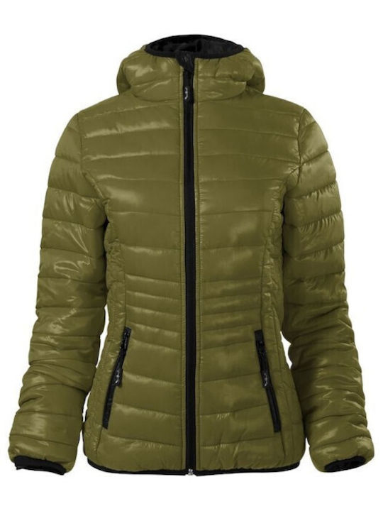 Kurz Damen Puffer Jacke für Winter Khaki