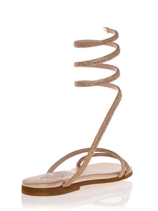 Flache Sandalen für Damen in Gold Farbe