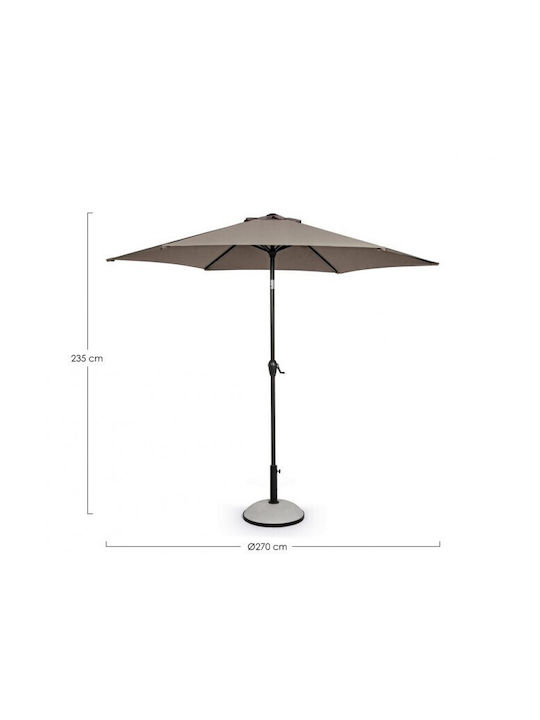 Round Aluminum Parasol Kalife Taupe Φ2.7xY2.35m