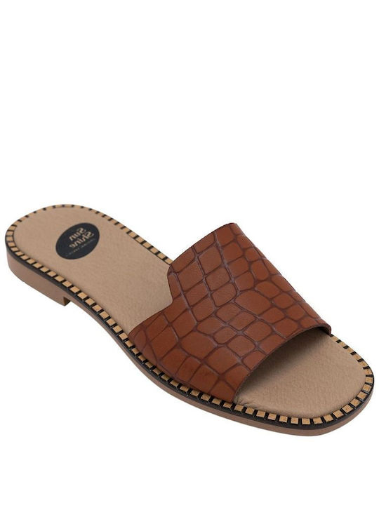 Sunshine Women's Flat Sandals Anatomic in Tabac Brown Color