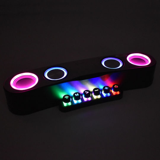 New Rixing NR-555 Computerlautsprecher 2.0 mit RGB-Beleuchtung und Bluetooth Leistung 10W in Schwarz Farbe