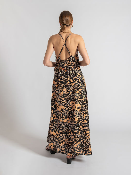 InShoes Summer Maxi Dress with Slit Brown