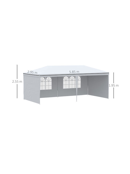 Outsunny Chioșc pliabil Grădină Alb x2.95m