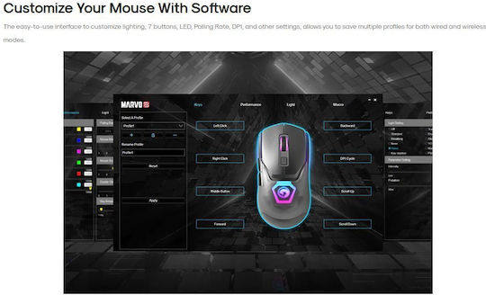 Marvo Fit Lite RGB Gaming Mouse 12000 DPI White
