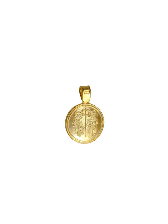 Double-Sided Charm Constantinato Gold 14K Round with Embossed "IC XC NI KA" & Constantinato ANK-21910Y