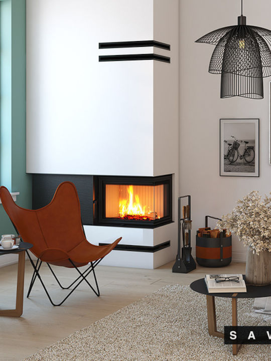 Saven Energy Eco Kaminofen Holz 14.5kW Rechte Ecke mit einer zu öffnenden Tür Geschlossenes Ausdehnungsgefäß