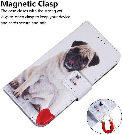 Coloured Drawing Pug Wallet Piele artificială Multicolor (OnePlus Nord CE 2 Lite 5G )