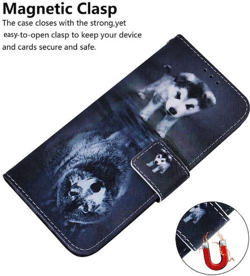 Coloured Drawing Wolf and Dog Wallet Piele artificială Multicolor (OnePlus Nord CE 2 Lite 5G )