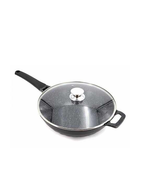 Cheffinger Wok mit Deckel aus Aluminium mit Antihaftbeschichtung 32cm