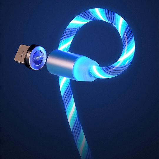 Techsuit LED USB to Lightning / Type-C / micro USB Cable Λευκό 1m (KF232283)